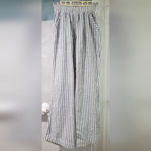 Ci Sono Navy Blue and White Pinstripe Straight Leg Pants Classic Casual Wear